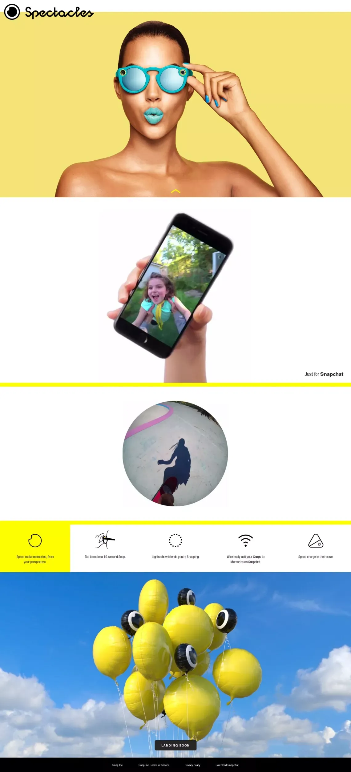 Spectacles by Snap Inc. - Landing design