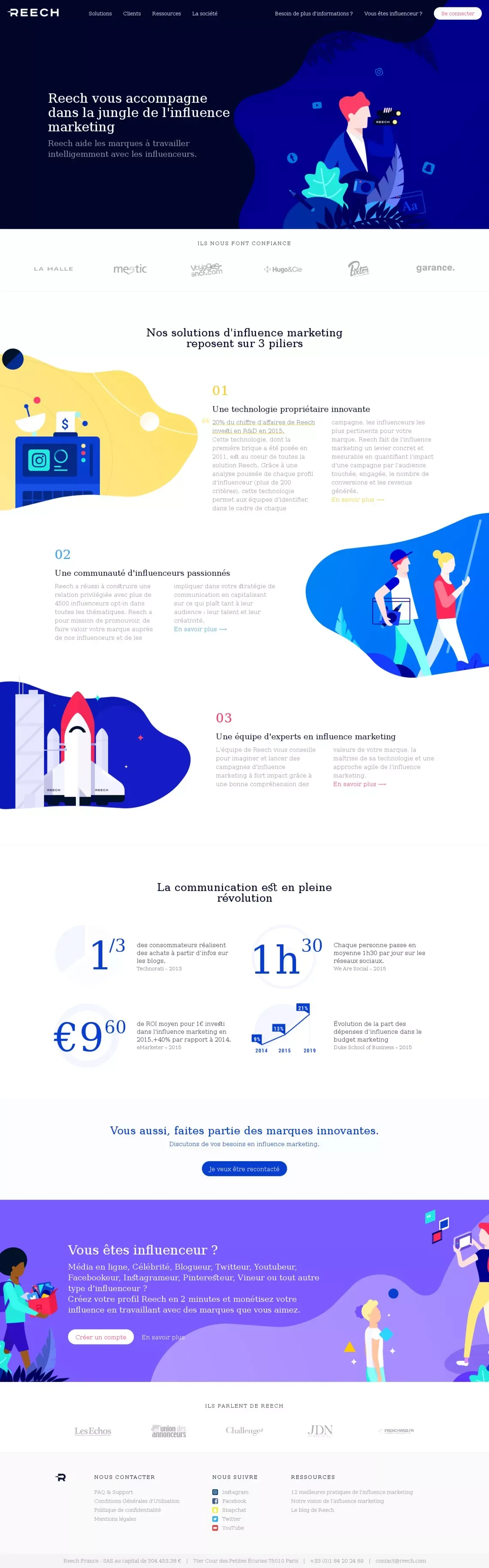 Reech - Solution innovante d'influence marketing - Landing design
