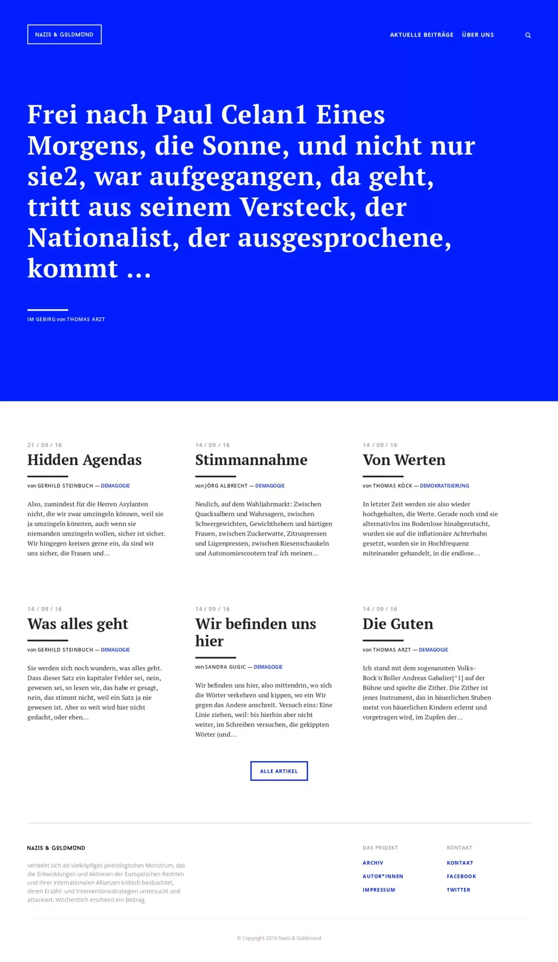 Nazis & Goldmund - Blog design
