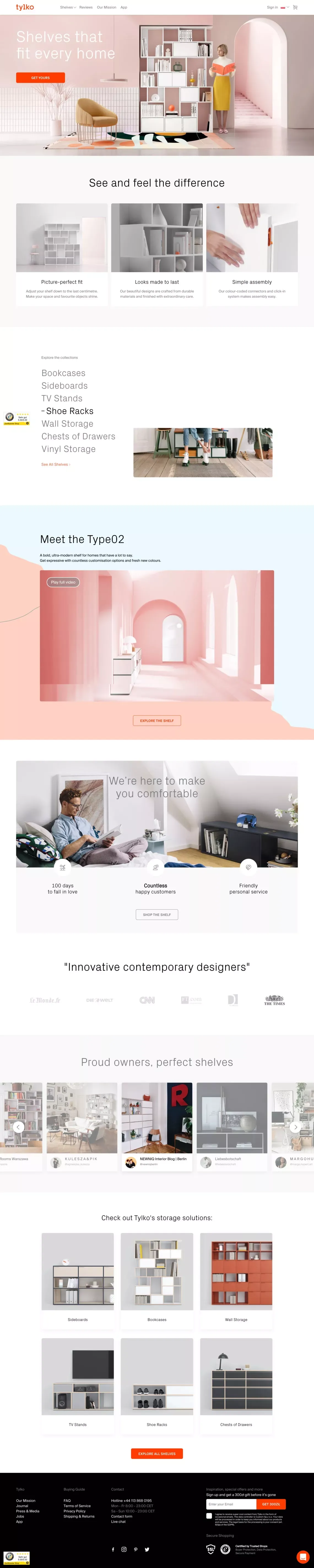 Tylko: The Perfect Shelf for Your Home - Landing design