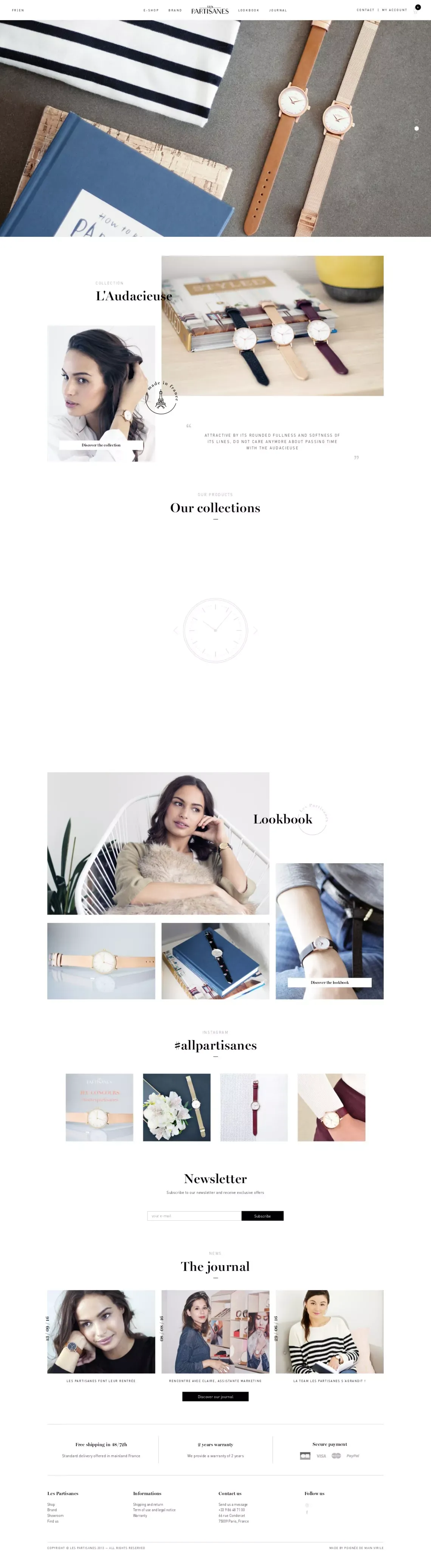 Marque de montres exclusivement dédiée aux femmes — Les Partisanes - Ecommerce design