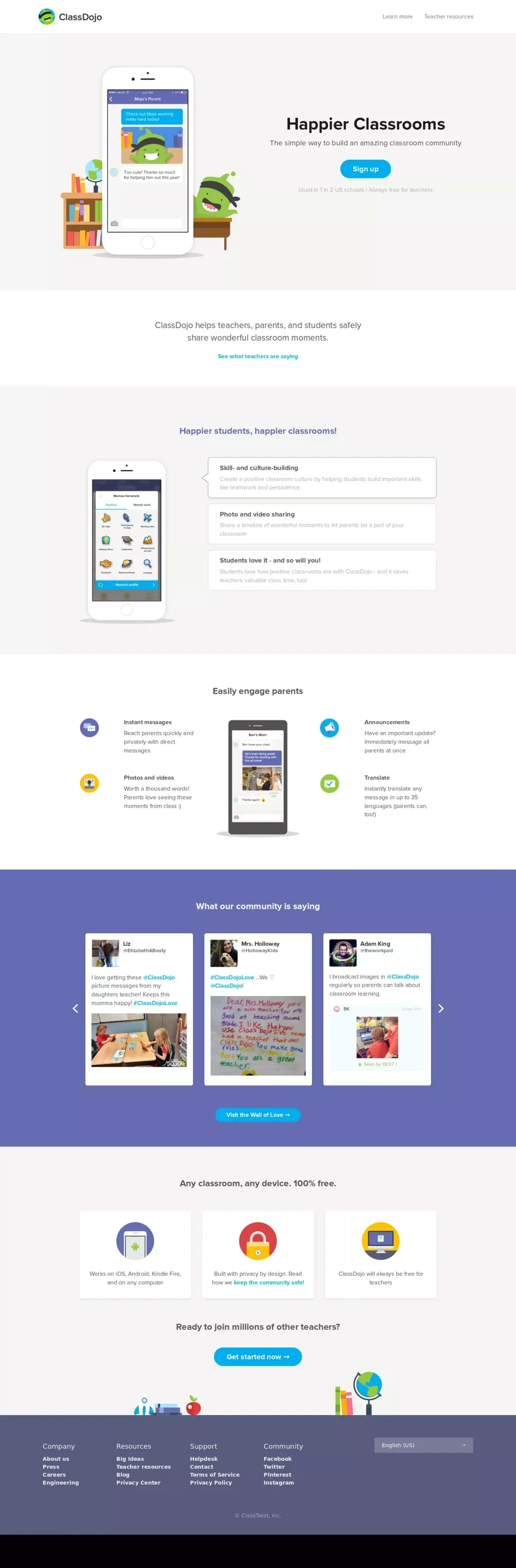 ClassDojo - Landing design
