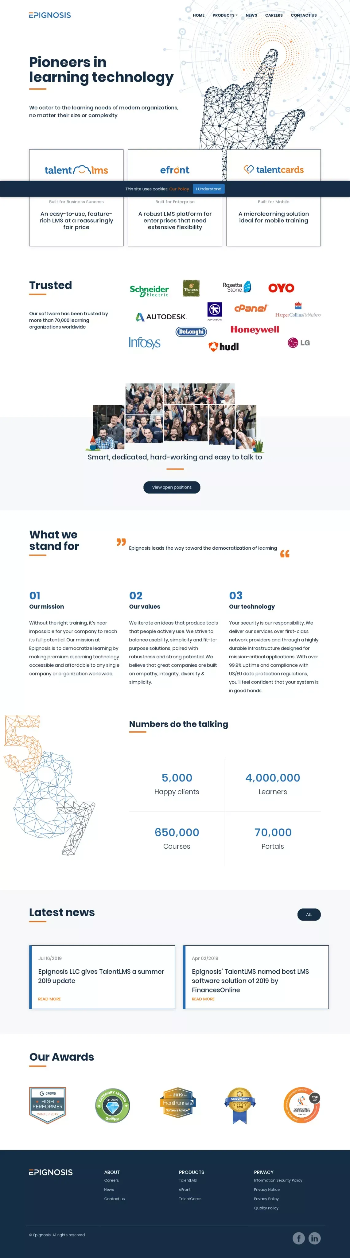 Epignosis - Pioneers in learning technology - website design