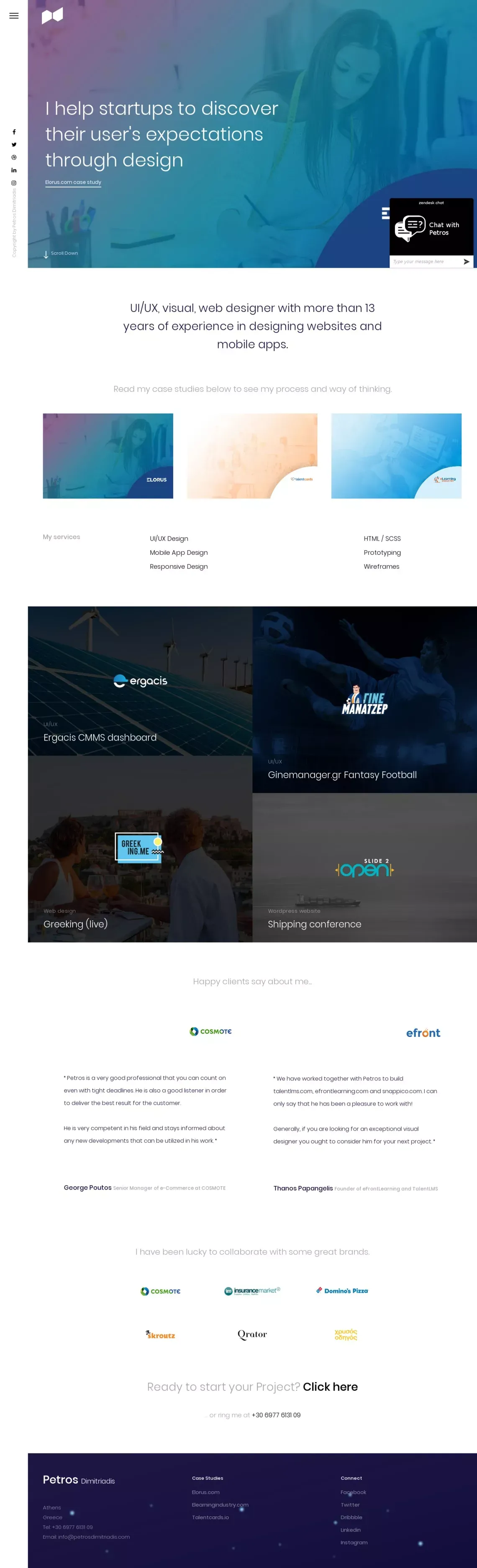Petros Dimitriadis - UI User Interface Designer - UX User experience consultant - Mobile apps - Greek - Freelancer - website design
