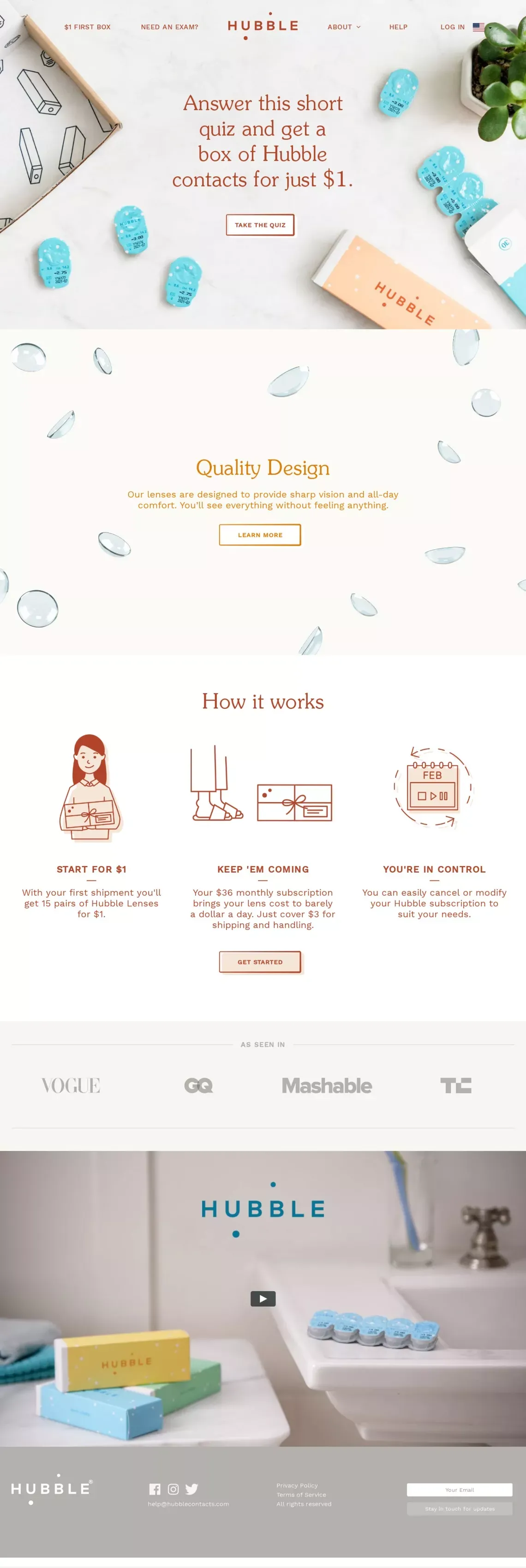 HUBBLE | The More Affordable Daily Contact Lens. - Landing design