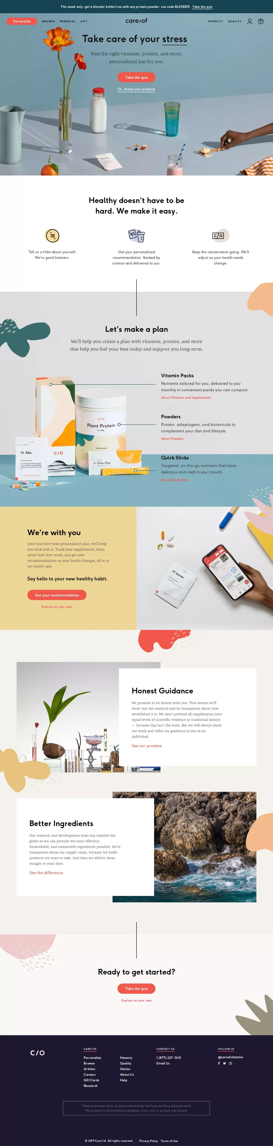 Care/of: Personalized Daily Vitamin Packs - Landing design