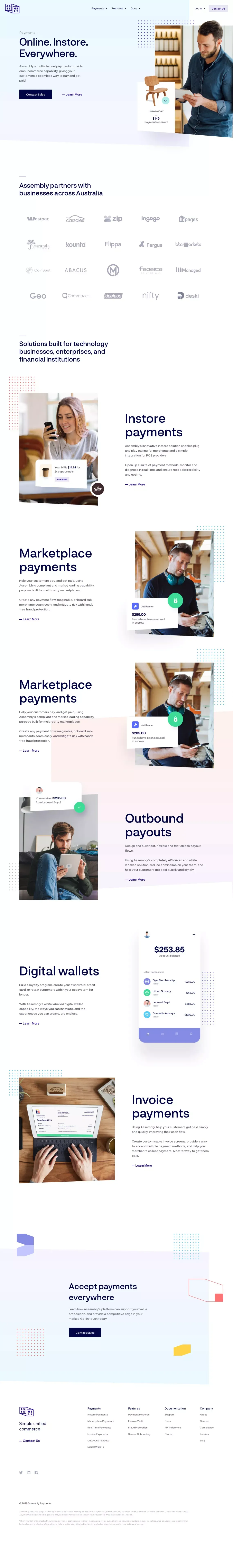 Assembly Payments | Simple Unified Commerce - Landing design