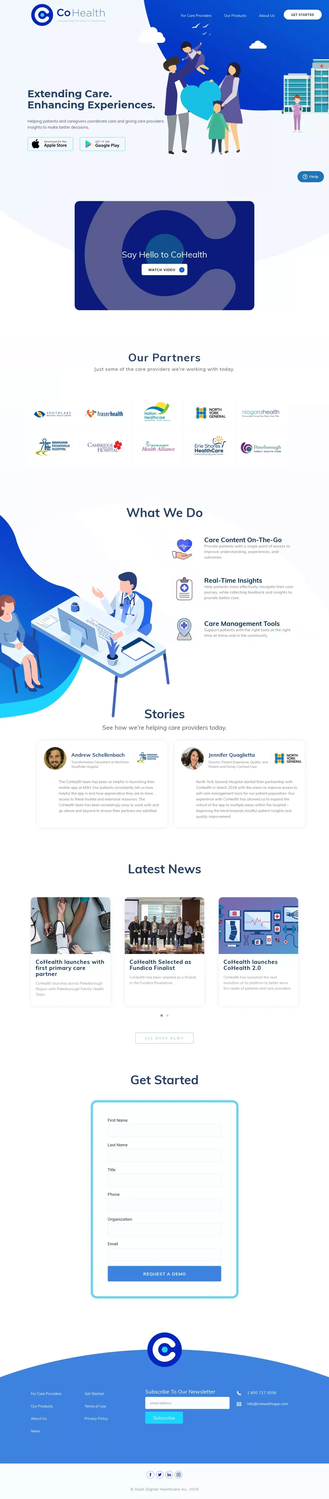 CoHealth: Connecting the Dots in Healthcare - website design