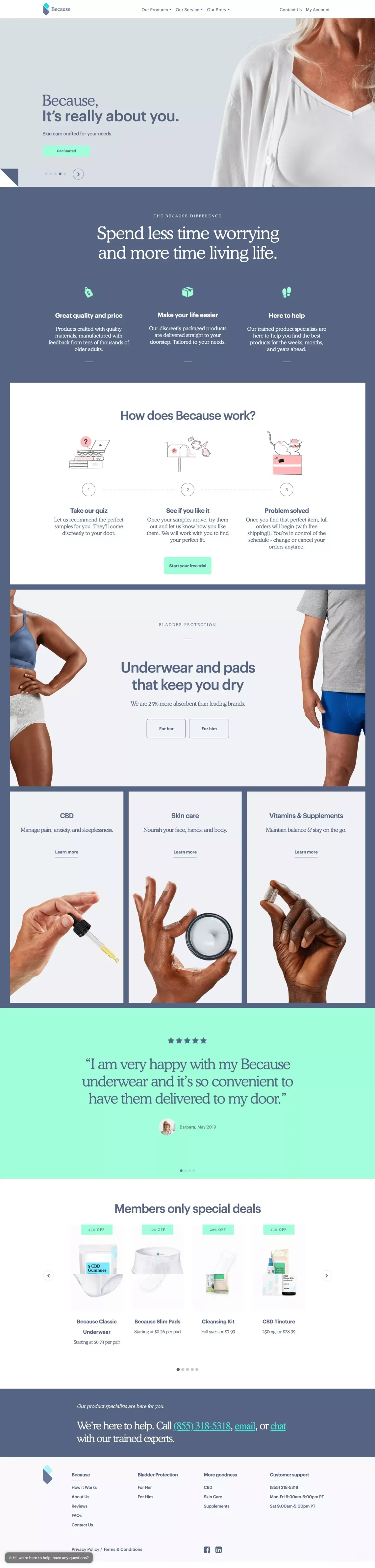 The Because Market | Excellent Health and Wellness Products, Straight to Your Door - Landing design