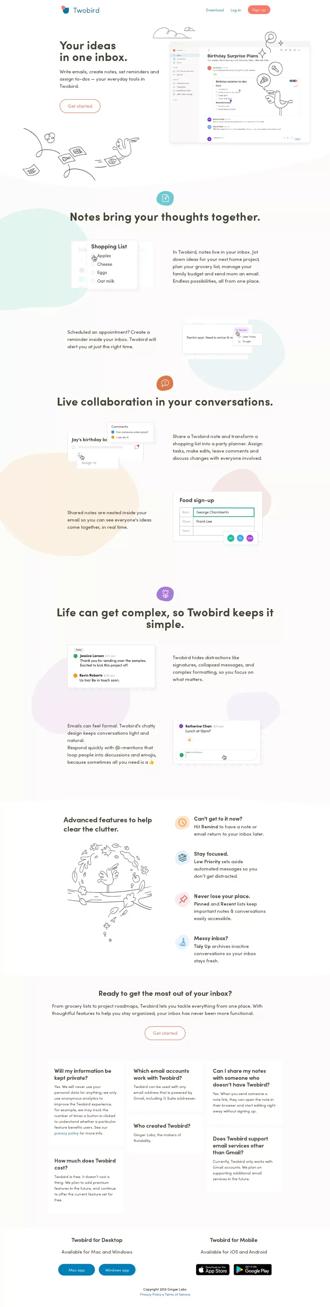 Twobird - Landing design
