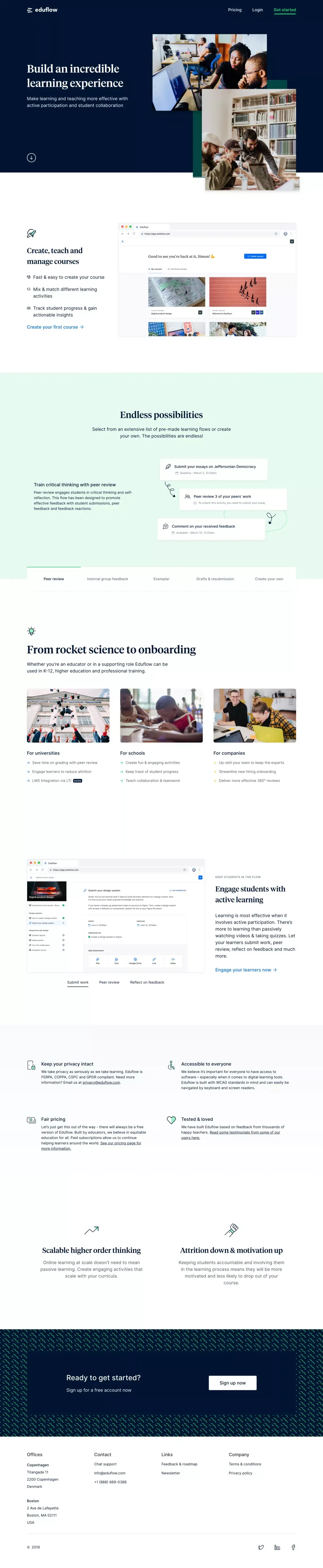 Eduflow · Build an incredible learning experience - Landing design