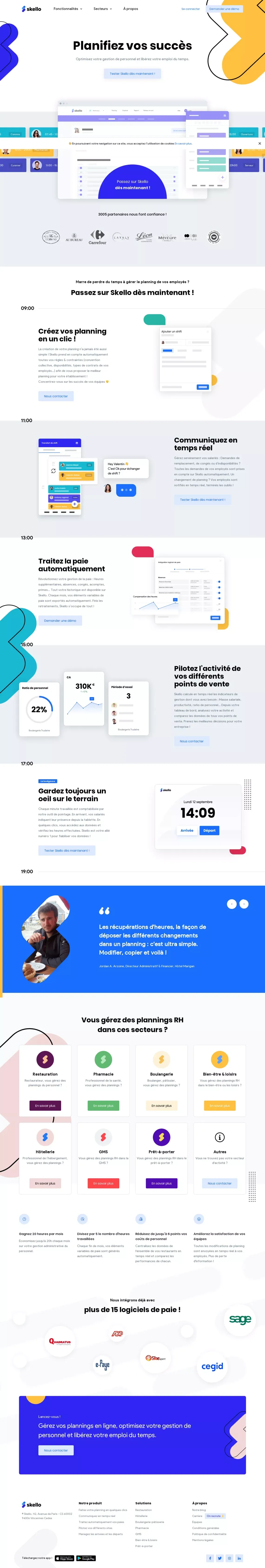 Logiciel de gestion de planning et de personnel en ligne | Skello - website design