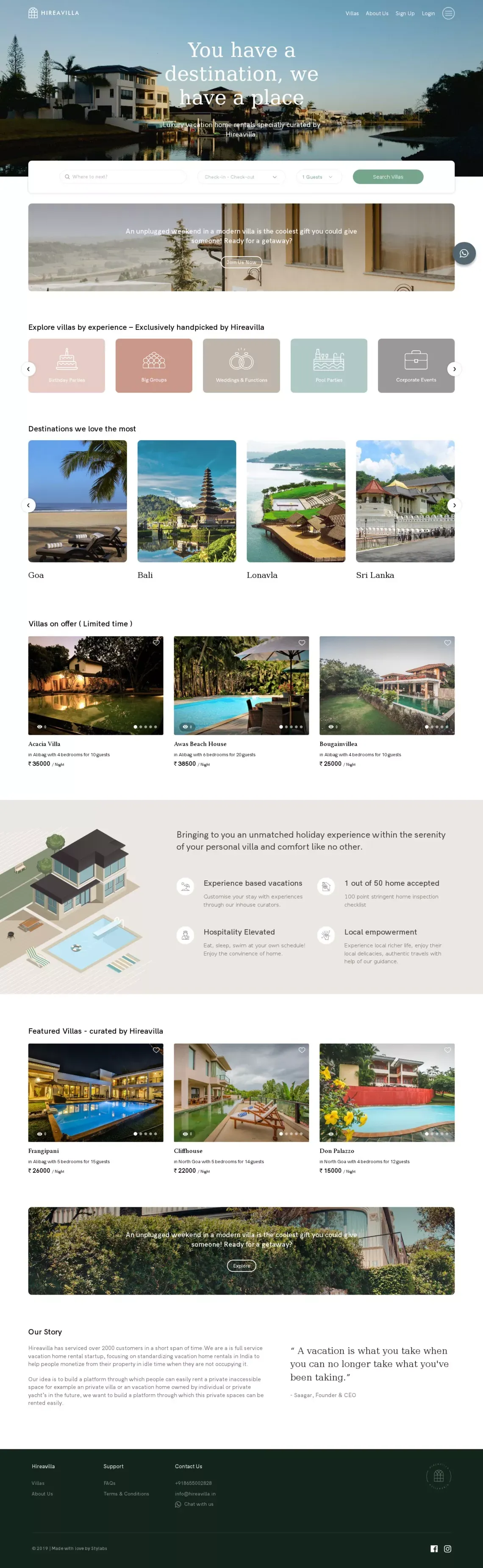 Hireavilla - Landing design