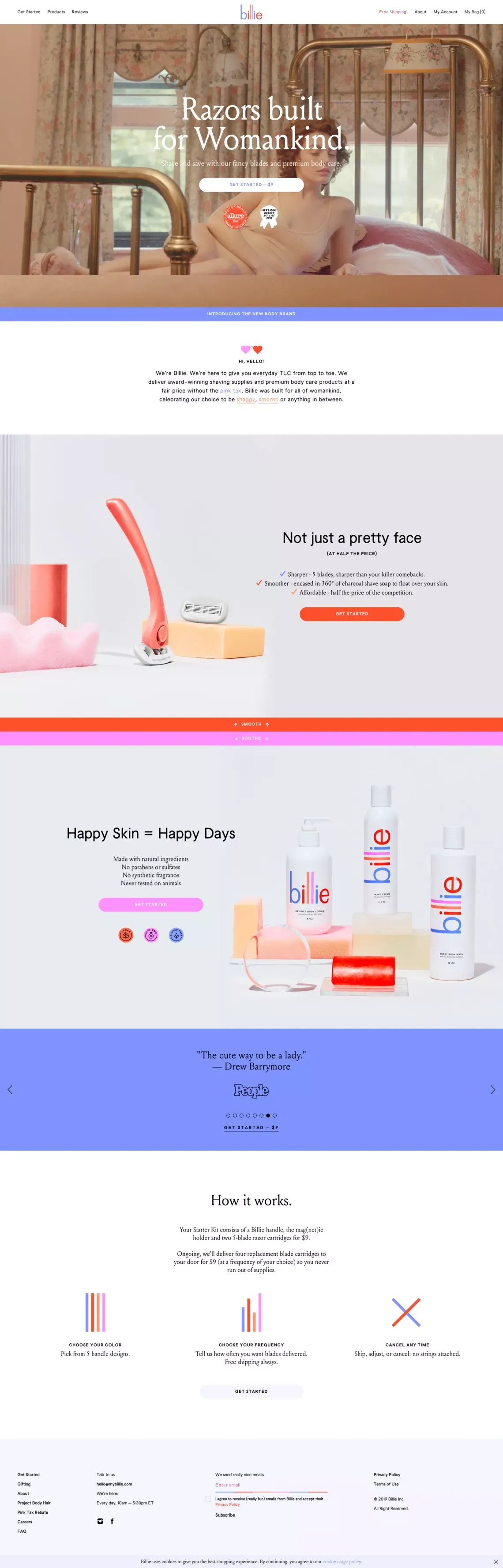 Billie | The New Body Brand - Landing design