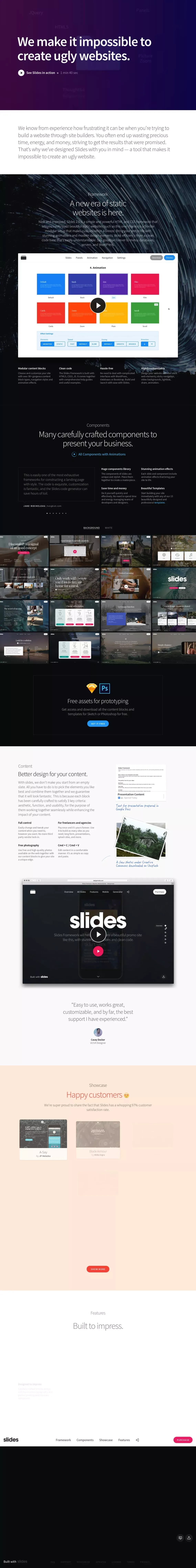 Slides Framework: Beautiful Website Builder - Designmodo - Landing design