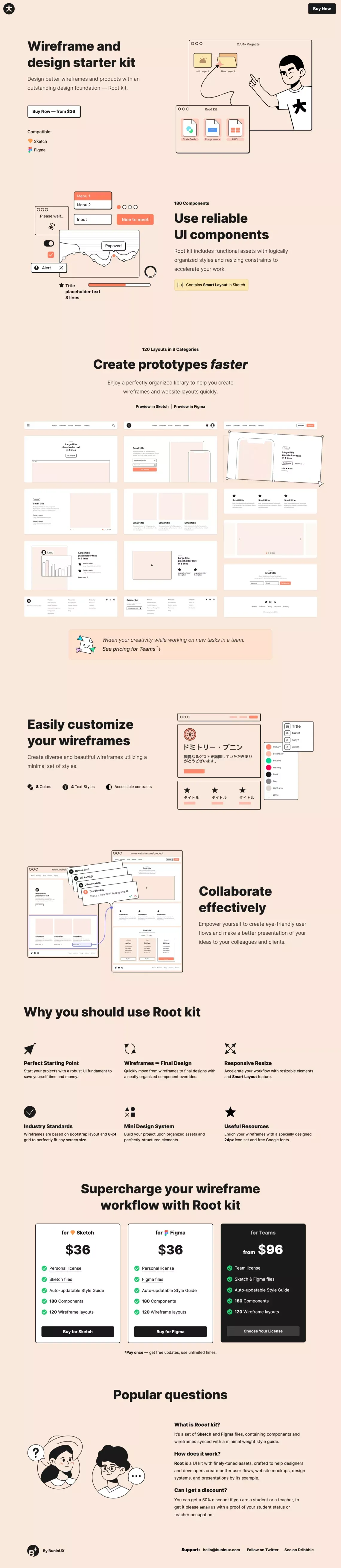 Root - Website Wireframe and Design Starter Kit - Landing design