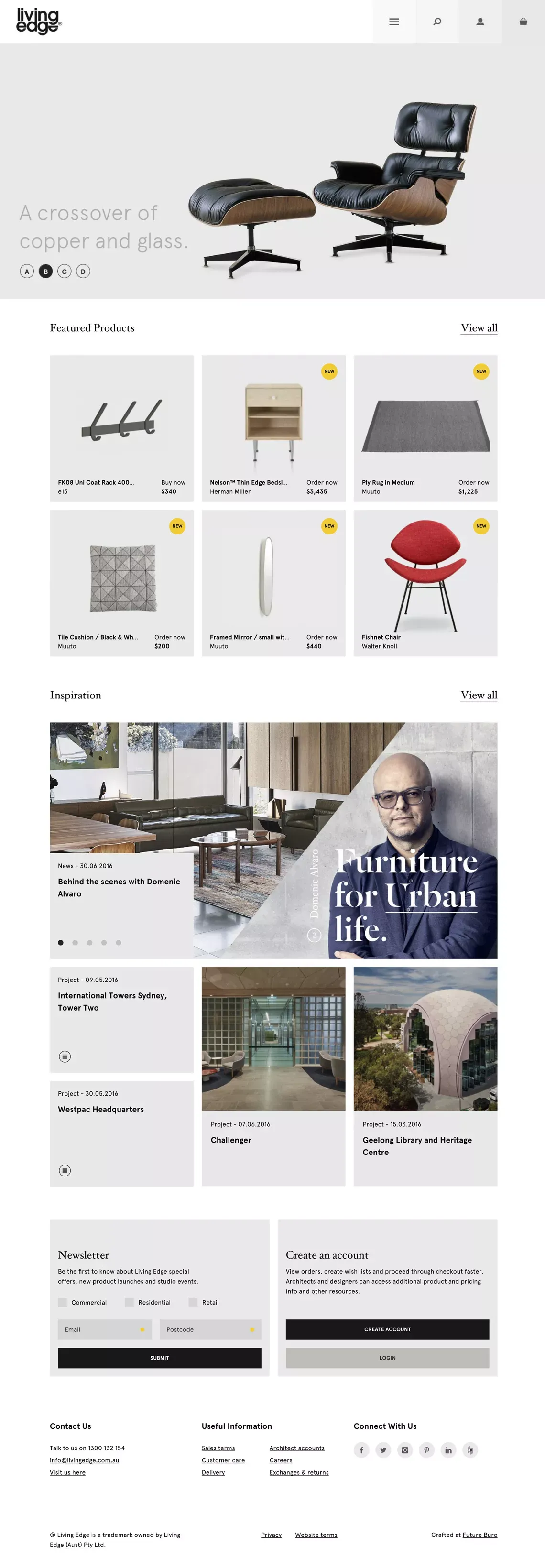 Living Edge Designer Furniture & Accessories - Living Edge - Ecommerce design