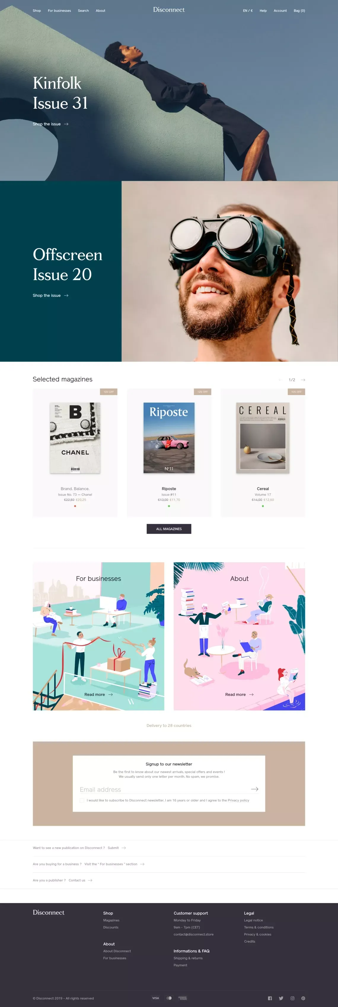Homepage - Disconnect - Ecommerce design