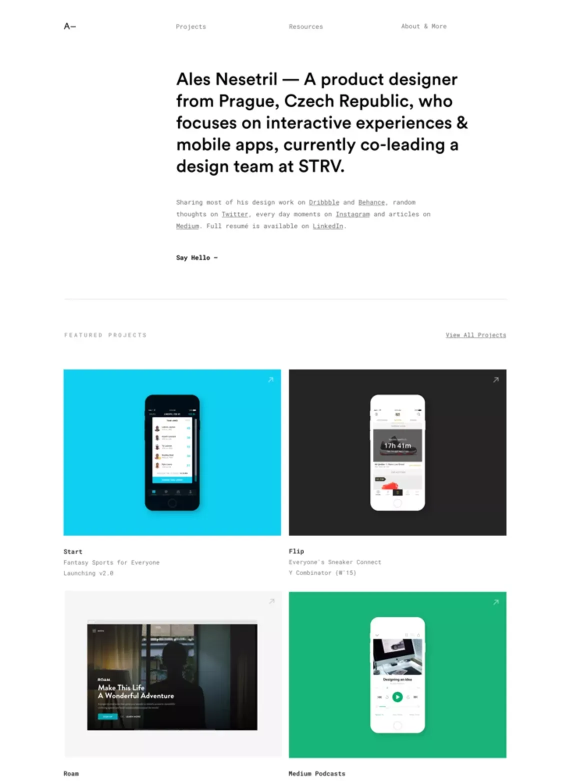 Ales Nesetril — Digital Product Designer - website design