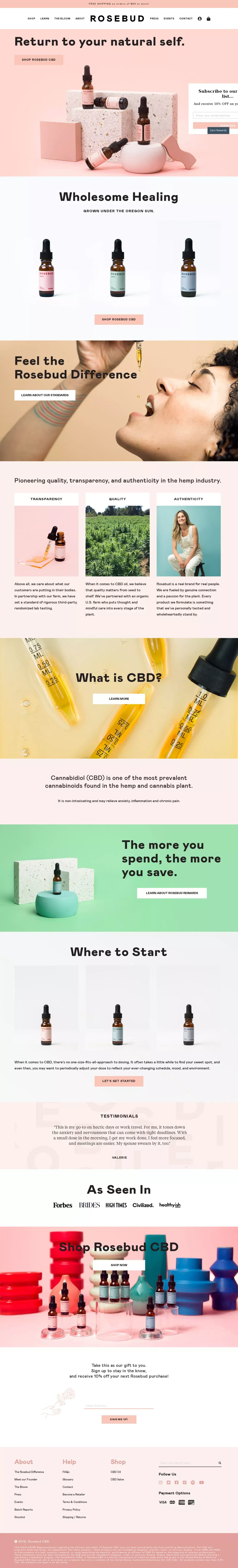 Rosebud CBD | Buy CBD Oil - Full Spectrum - Organic - Landing design