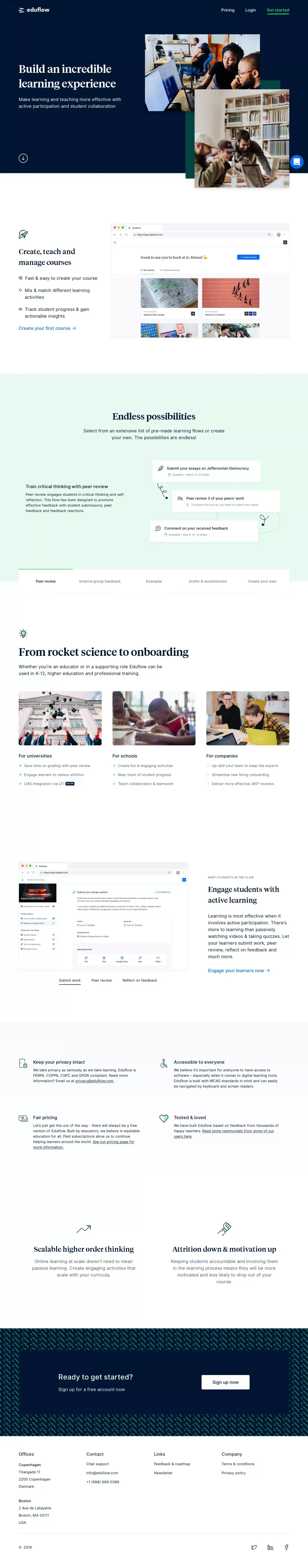 Eduflow · Build an incredible learning experience - Landing design