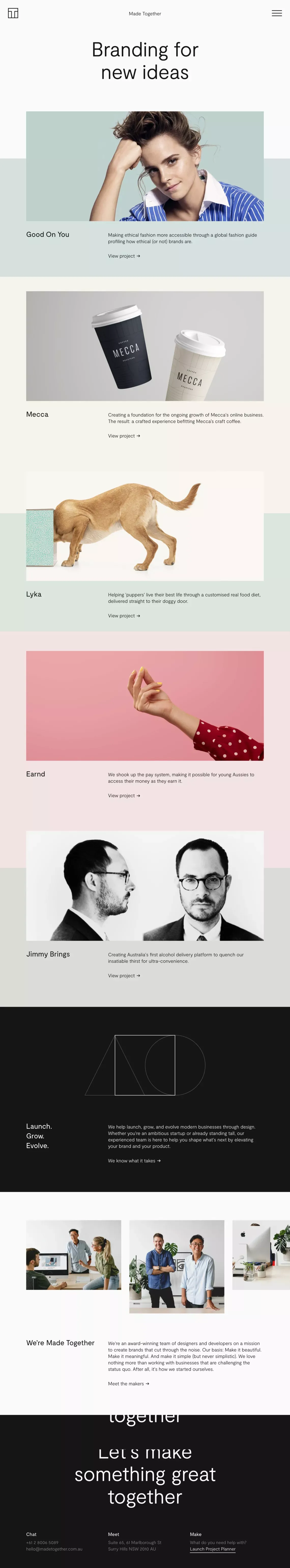 Made Together | A Digital Product & Brand Studio - Sydney - Portfolio design
