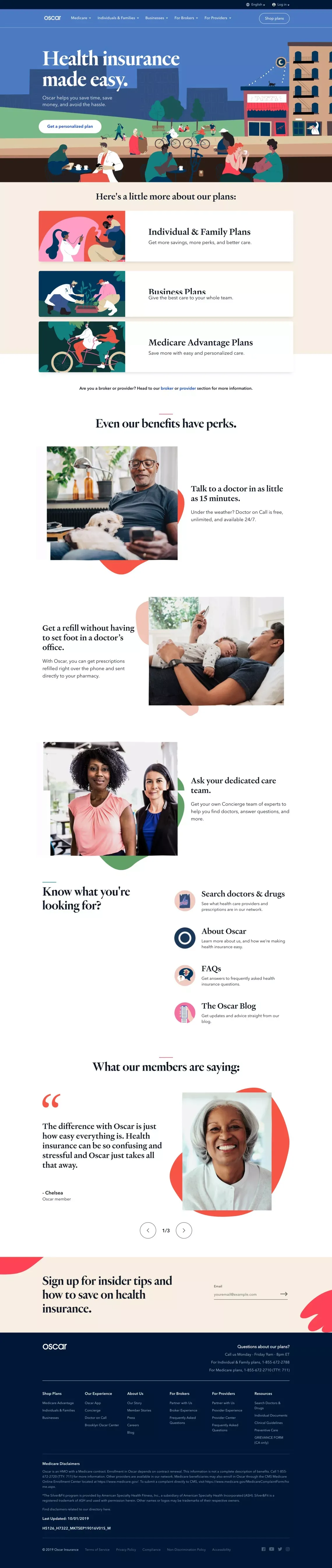 Oscar | Smart, simple health insurance. - Landing design