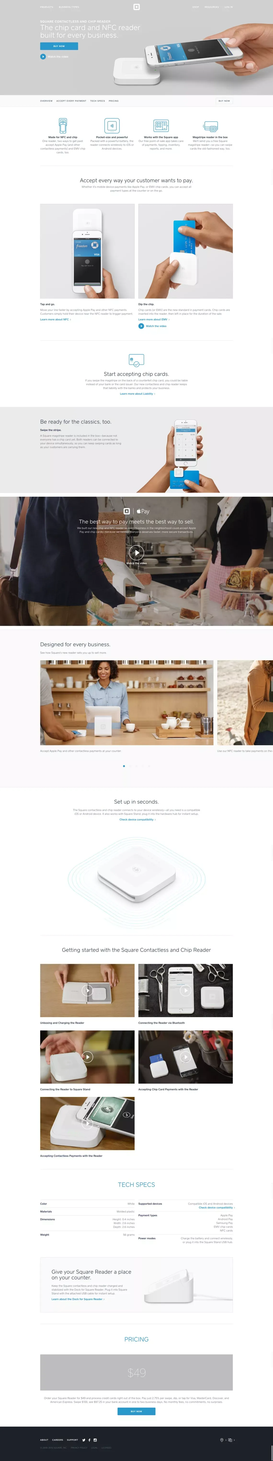 Square | NFC Reader - Accept Apple Pay and Chip Cards - Landing design