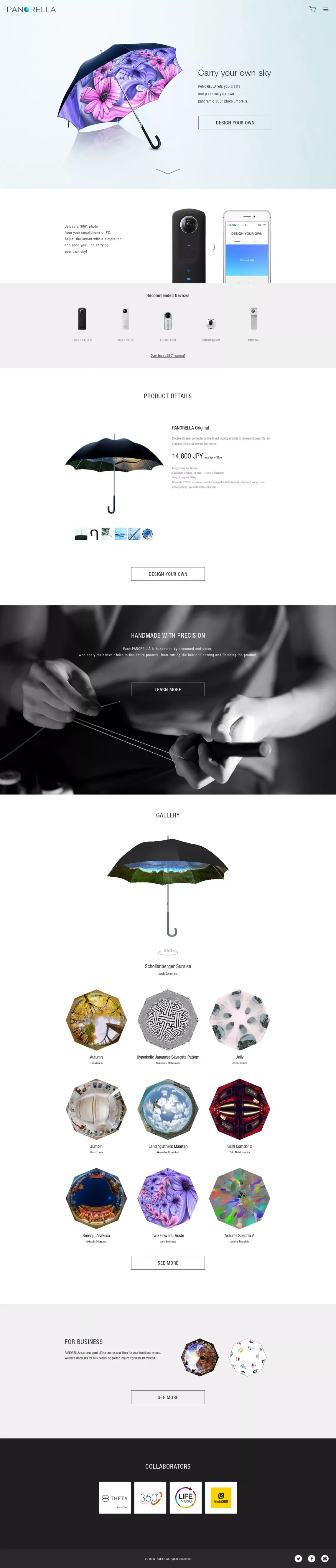 PANORELLA - Carry your own sky - Landing design