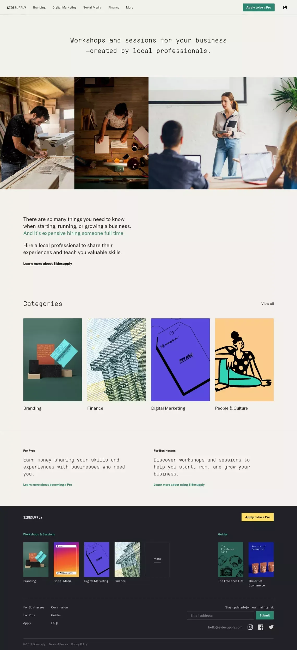Sidesupply — Workshops and session for your business - Other design