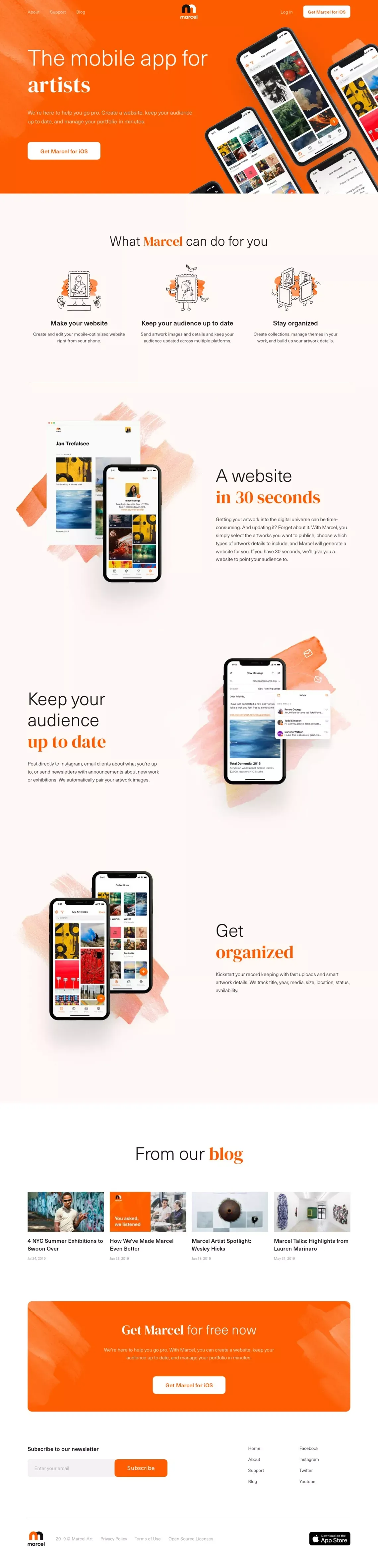 Marcel – mobile platform for the next generation of artists | Marcel – mobile platform for the next generation of artists - Landing design