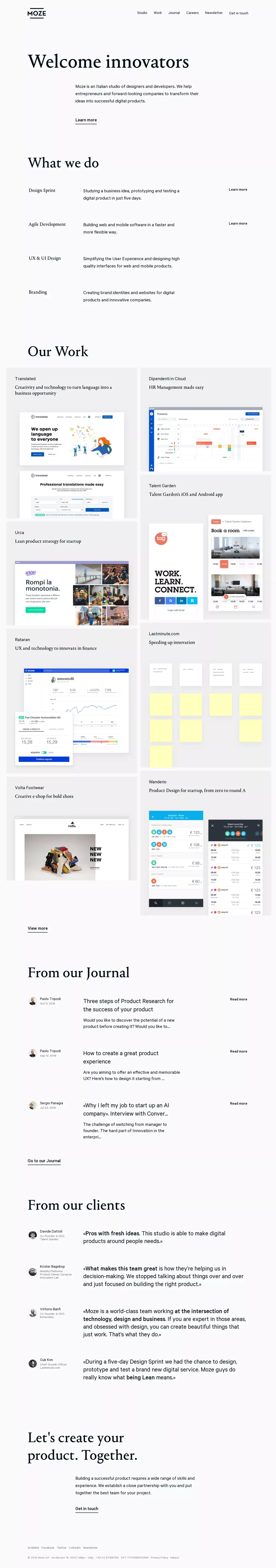 Moze — Welcome innovators - website design