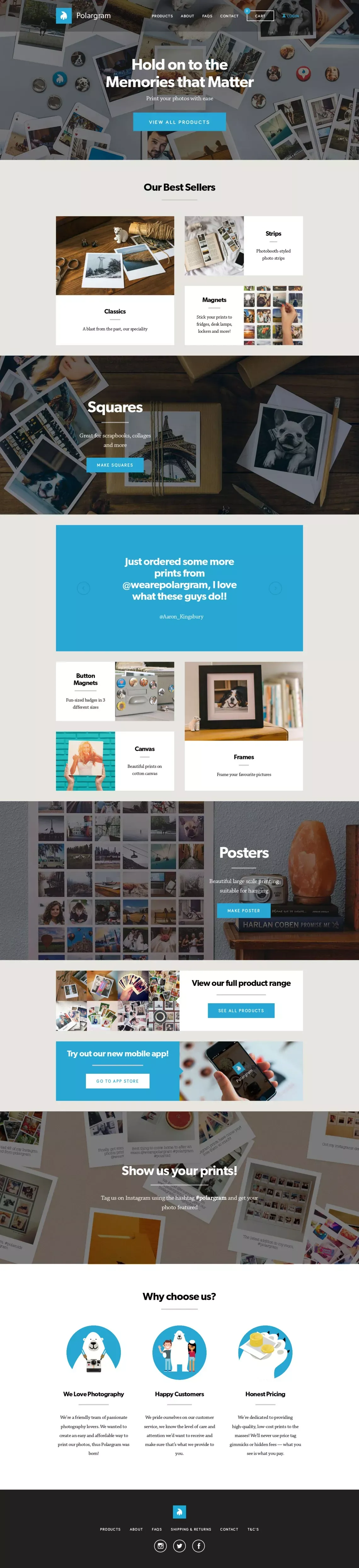 Polargram | Print your Instagram and Facebook photos - Landing design