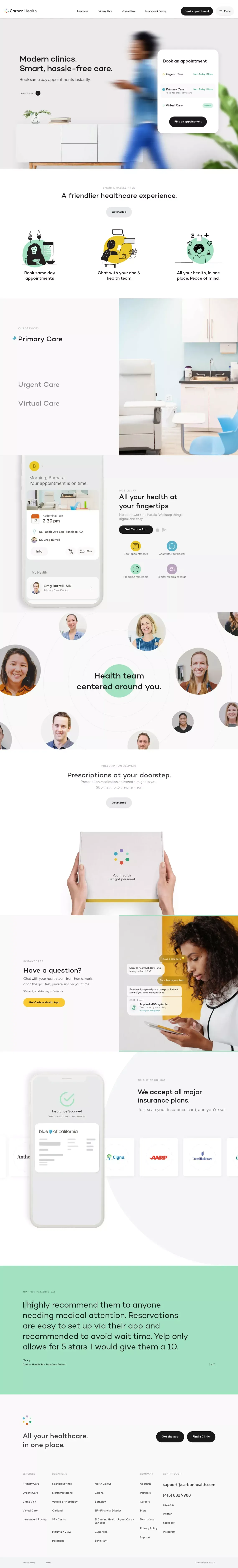 Carbon Health | Modern Primary & Urgent Care - Landing design