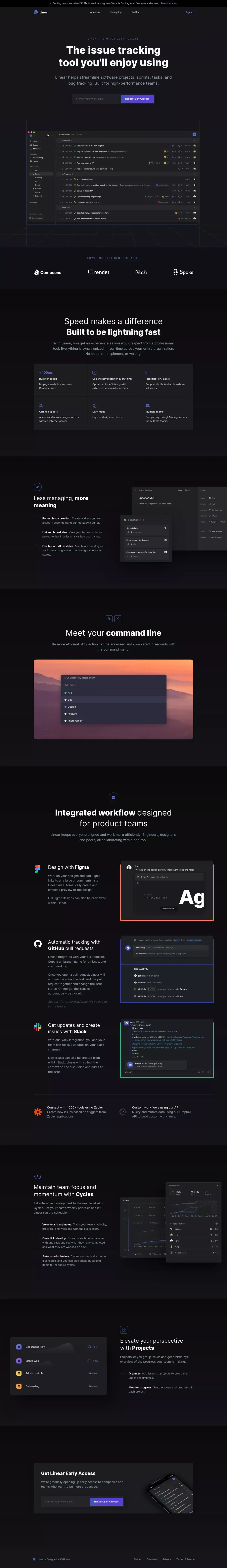Linear – The issue tracking tool you'll enjoy using - Landing design