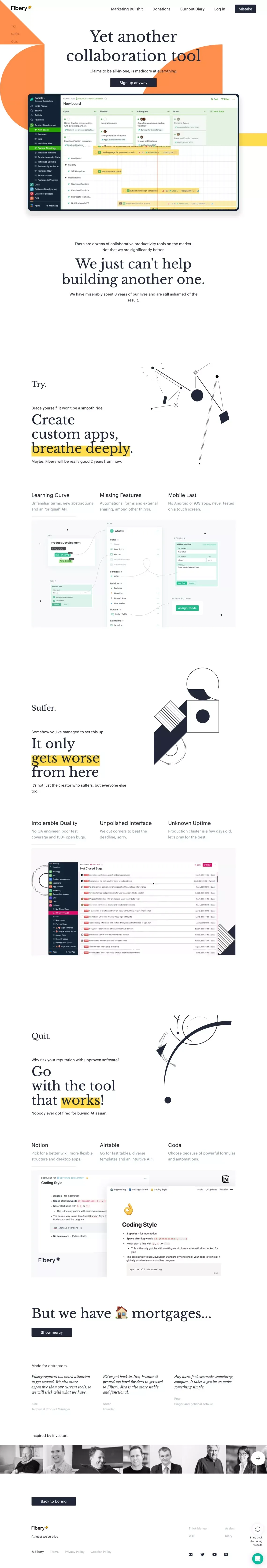 Fibery — yet another collaborative tool. - Landing design