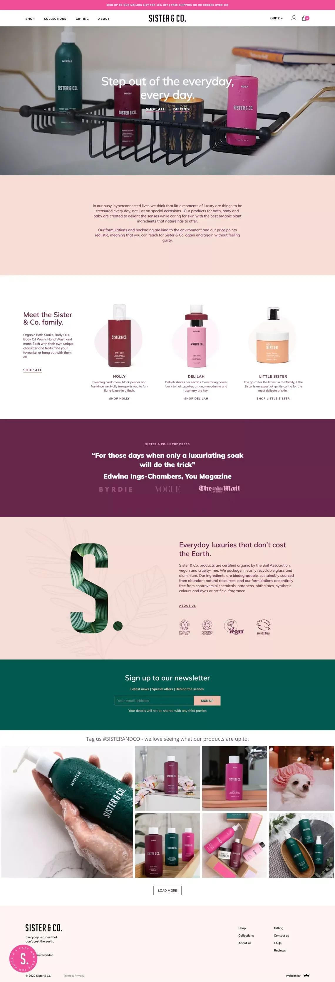 Sister & Co. Everyday luxuries that don’t cost the earth. - Landing design