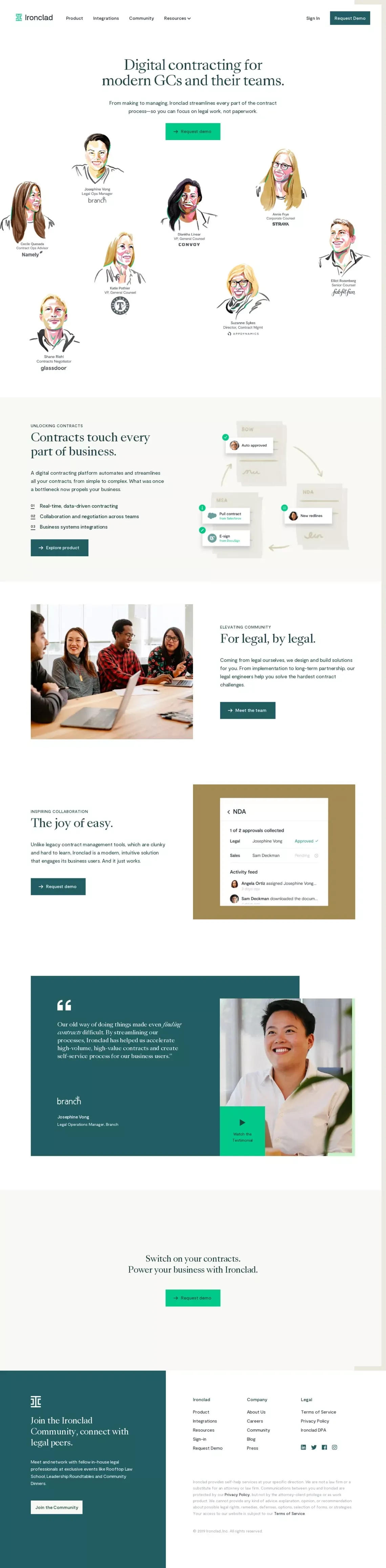 Ironclad: Modern Contract Management & Workflow Automation - Landing design