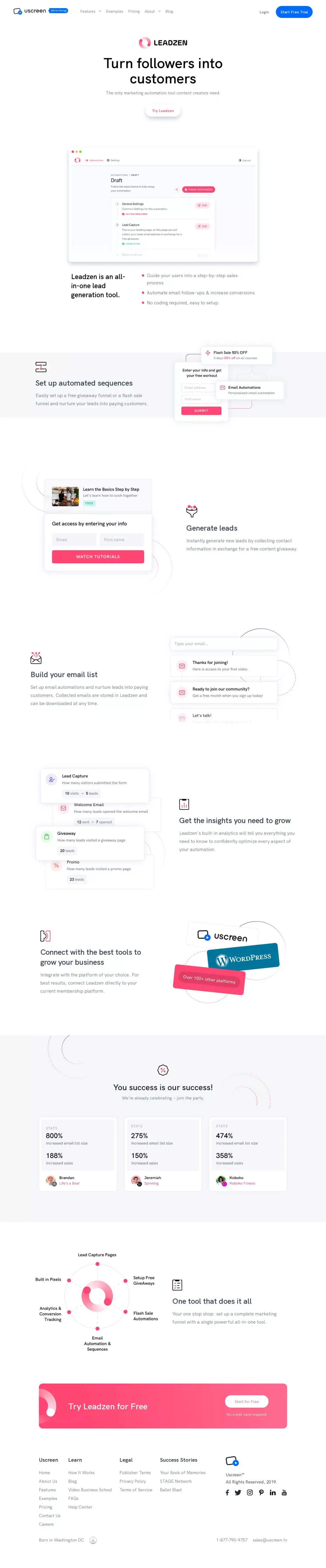 Turn Your Followers Into Paying Customers Using Leadzen - Landing design