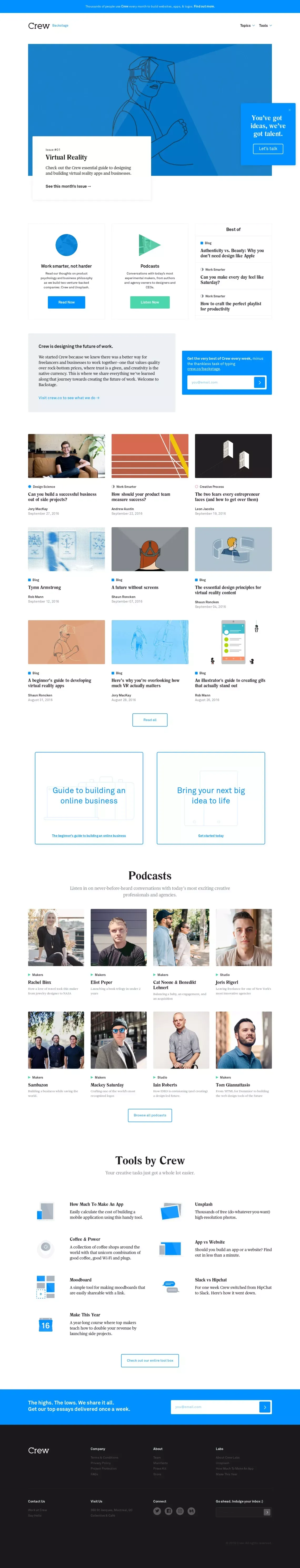 Inspiration for Creatives | Crew Backstage - Blog design