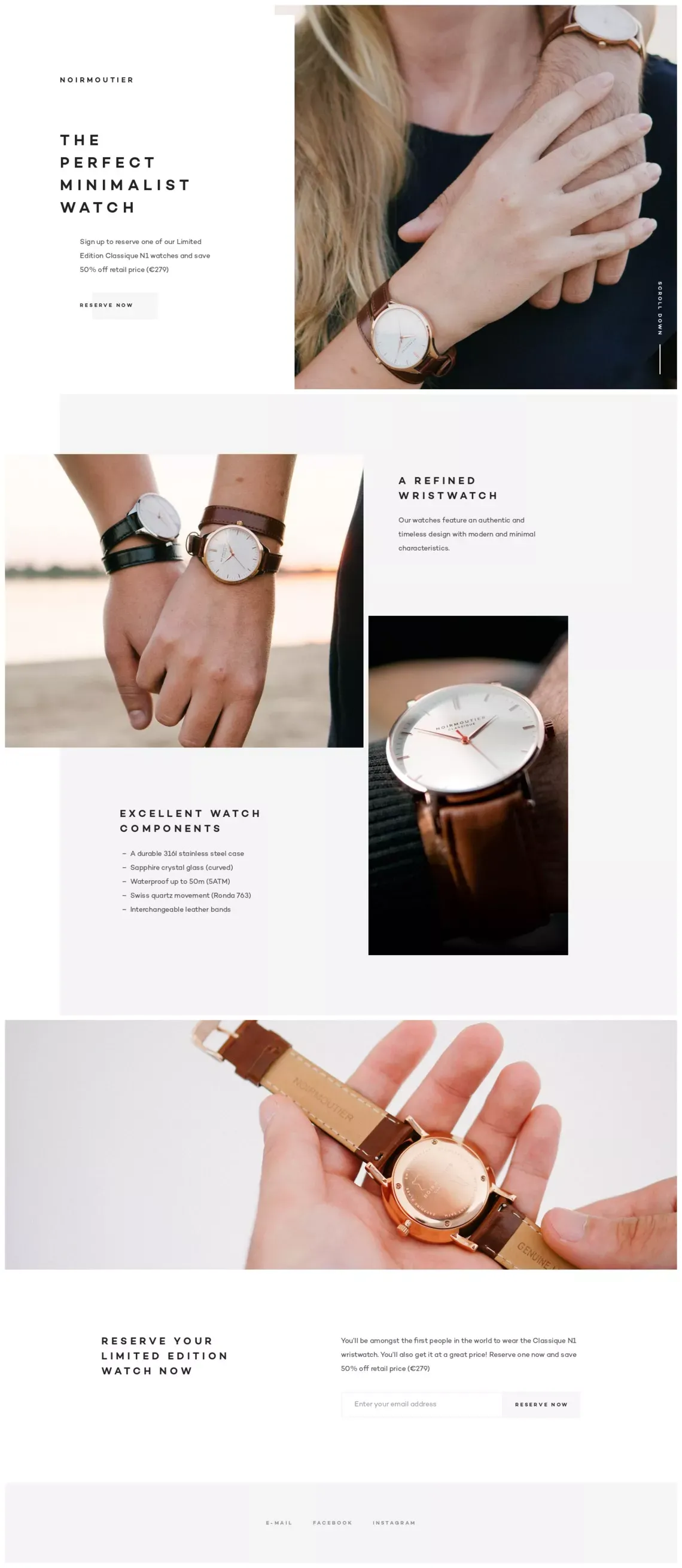 Classique N1 - The Perfect Minimalist Watch - Landing design
