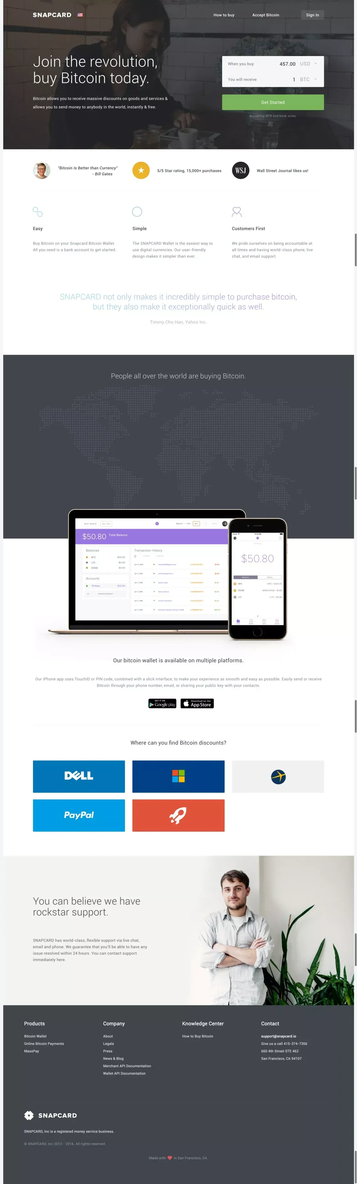 Snapcard - Bitcoin Wallet! - Landing design