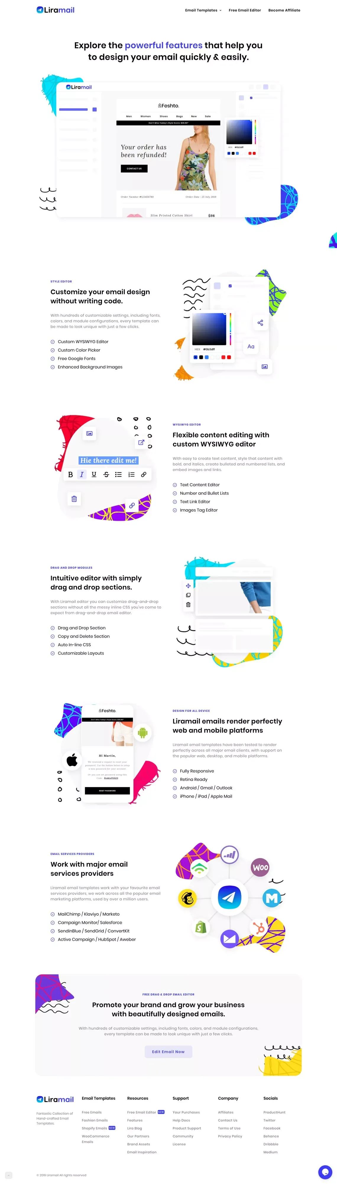 Email Editor - Liramail - Landing design