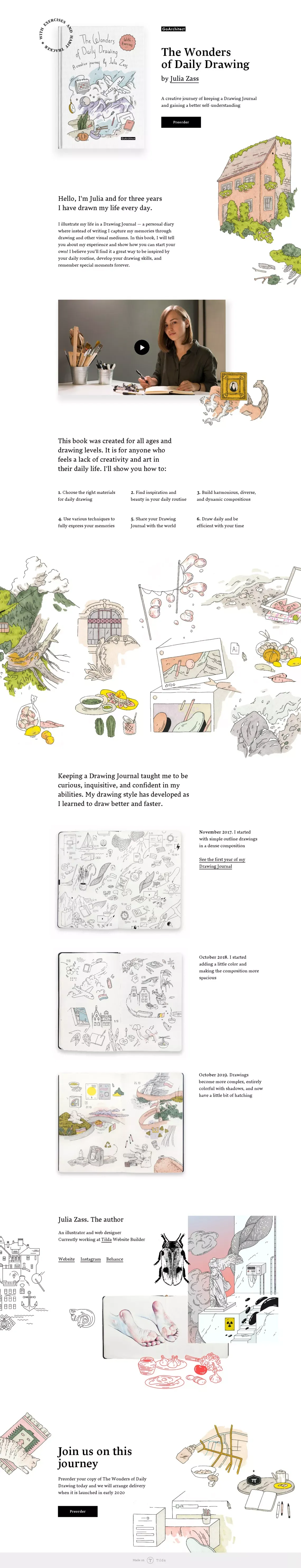 The Wonders of Daily Drawing - Landing design