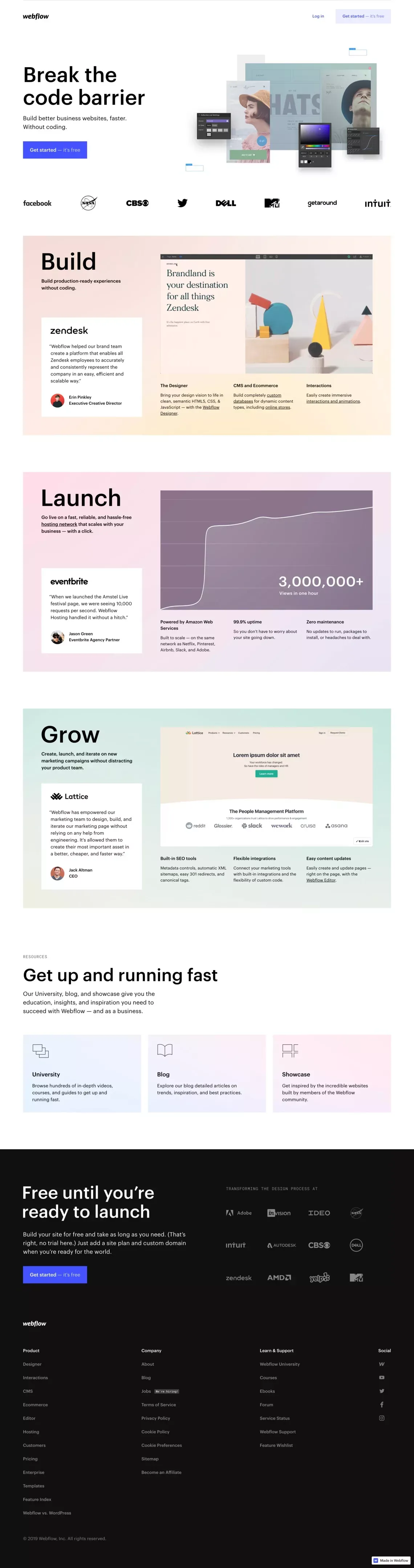Responsive web design tool, CMS, and hosting platform | Webflow - Landing design
