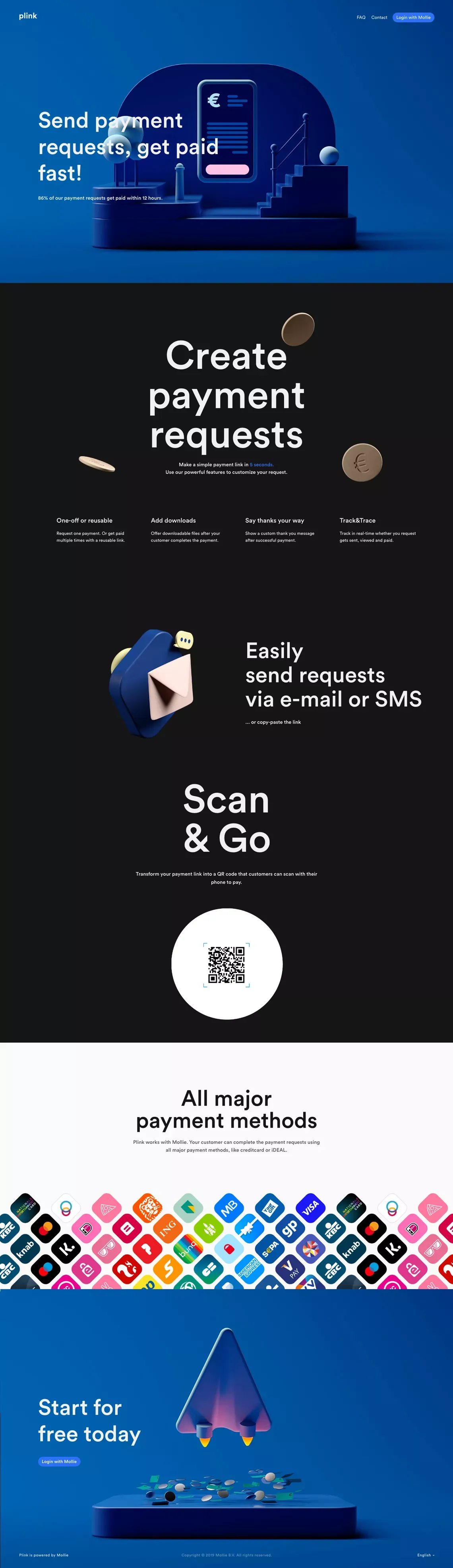Plink - Create payment links and send them to your clients - Landing design