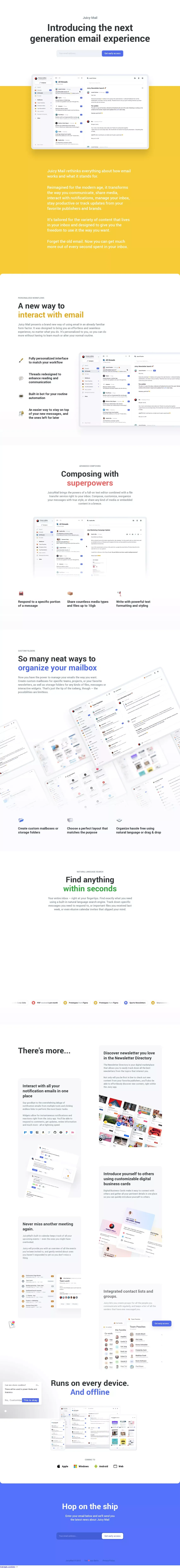 Juicy Mail - the next generation email experience - Landing design