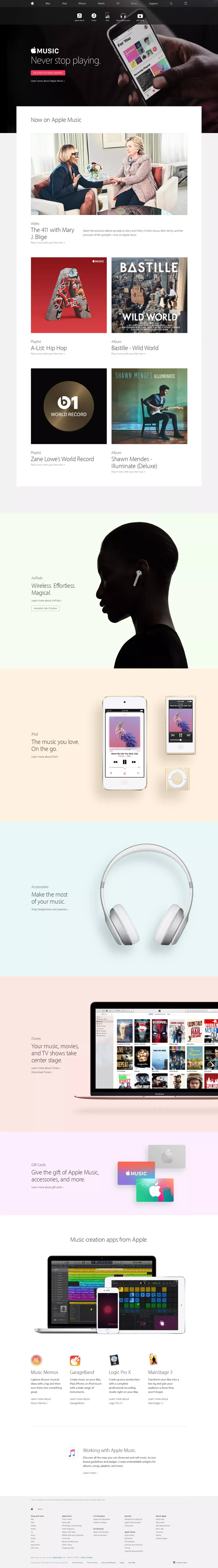 Music - Apple - Landing design