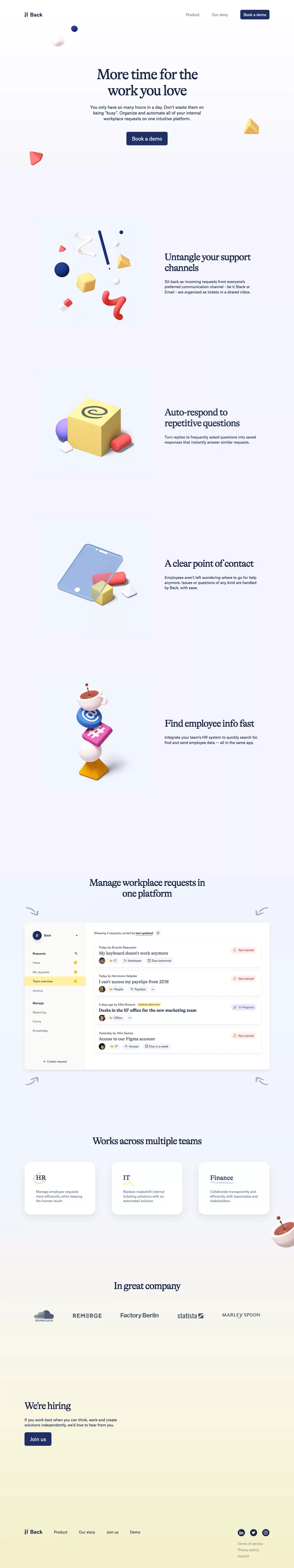 Back — Employee requests, simplified - Landing design