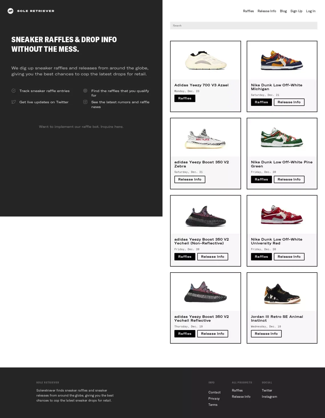 Home | Sole Retriever - website design